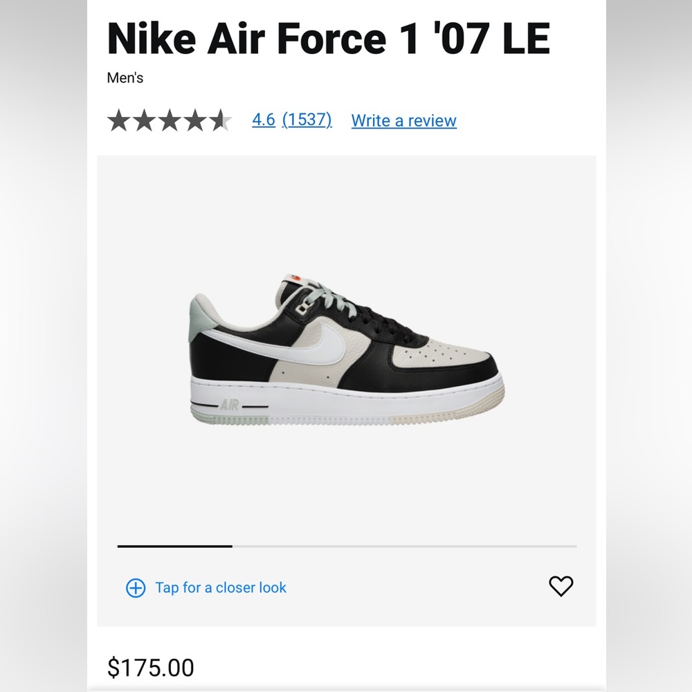 NIKE - AIR FORCE 1 ‘07 LV8 - Black/Light Silver-Phantom - Size 9.5 - Picture 8 of 8